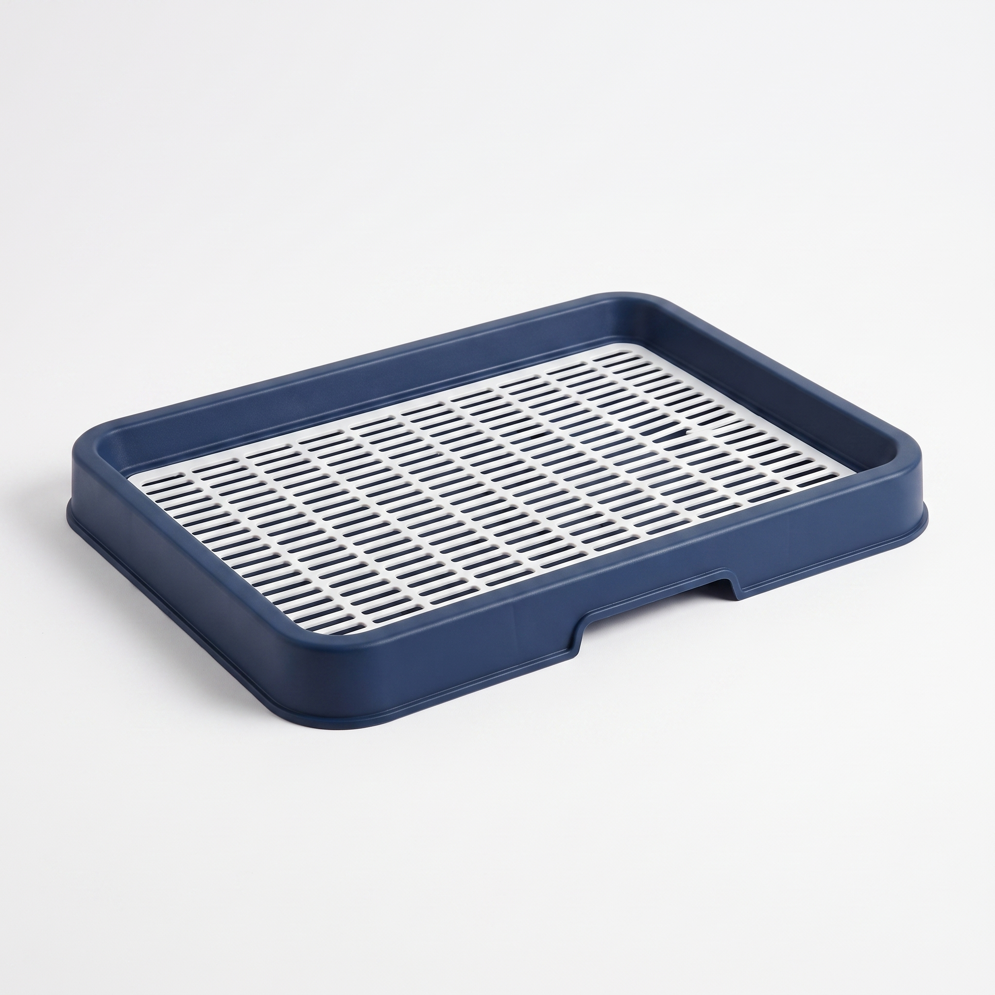 Indoor dog potty tray in classic navy blue