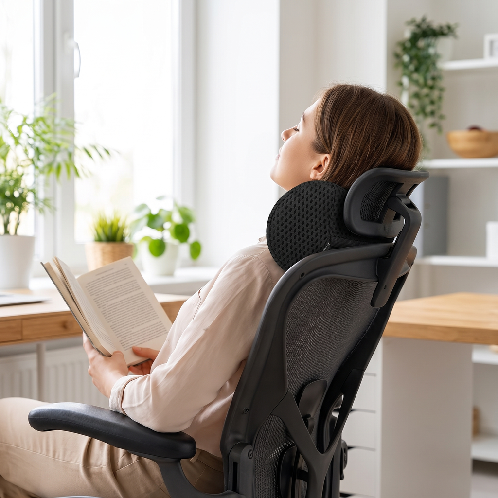 Neck rest fitted to an office chair headrest