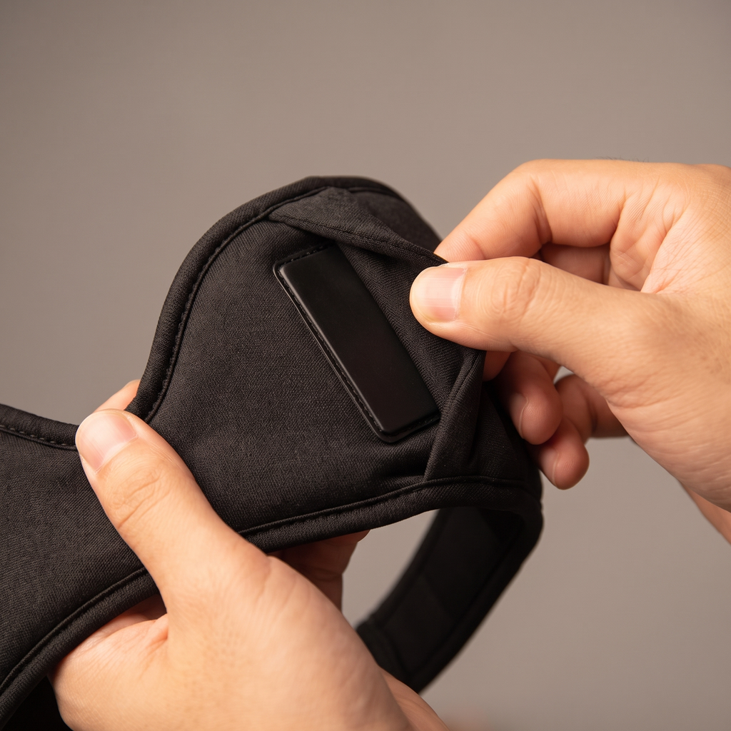 Padded band folded back to show the flat speaker inside