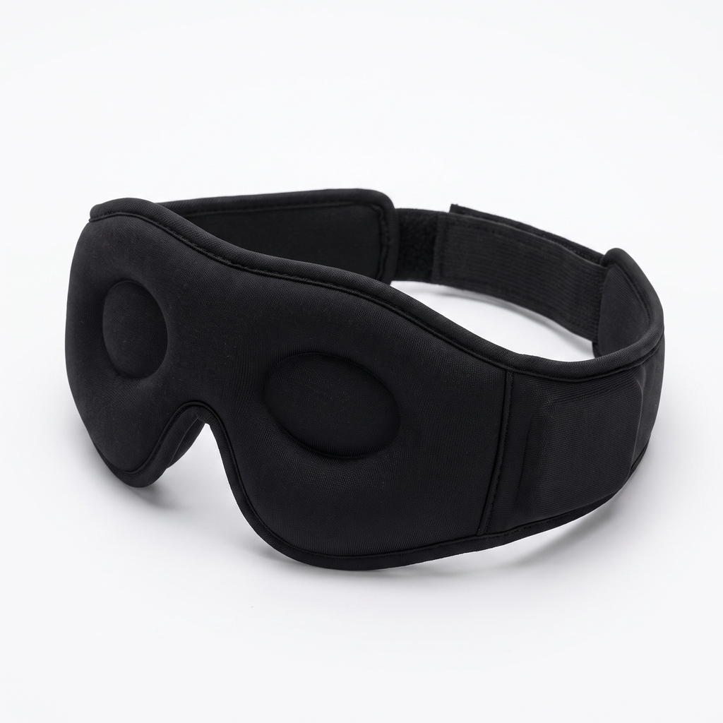 Blackout sleep mask with built-in speakers in black