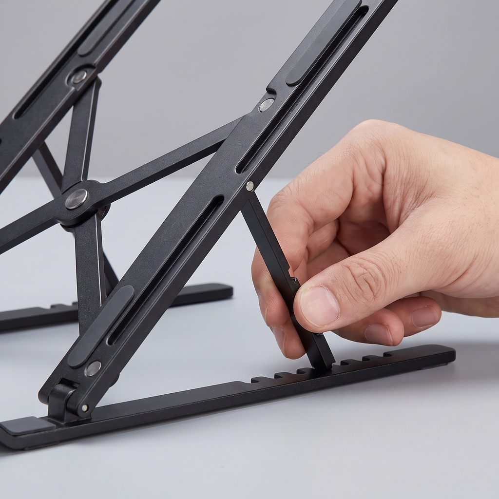 Hand setting the arm into one of the height notches